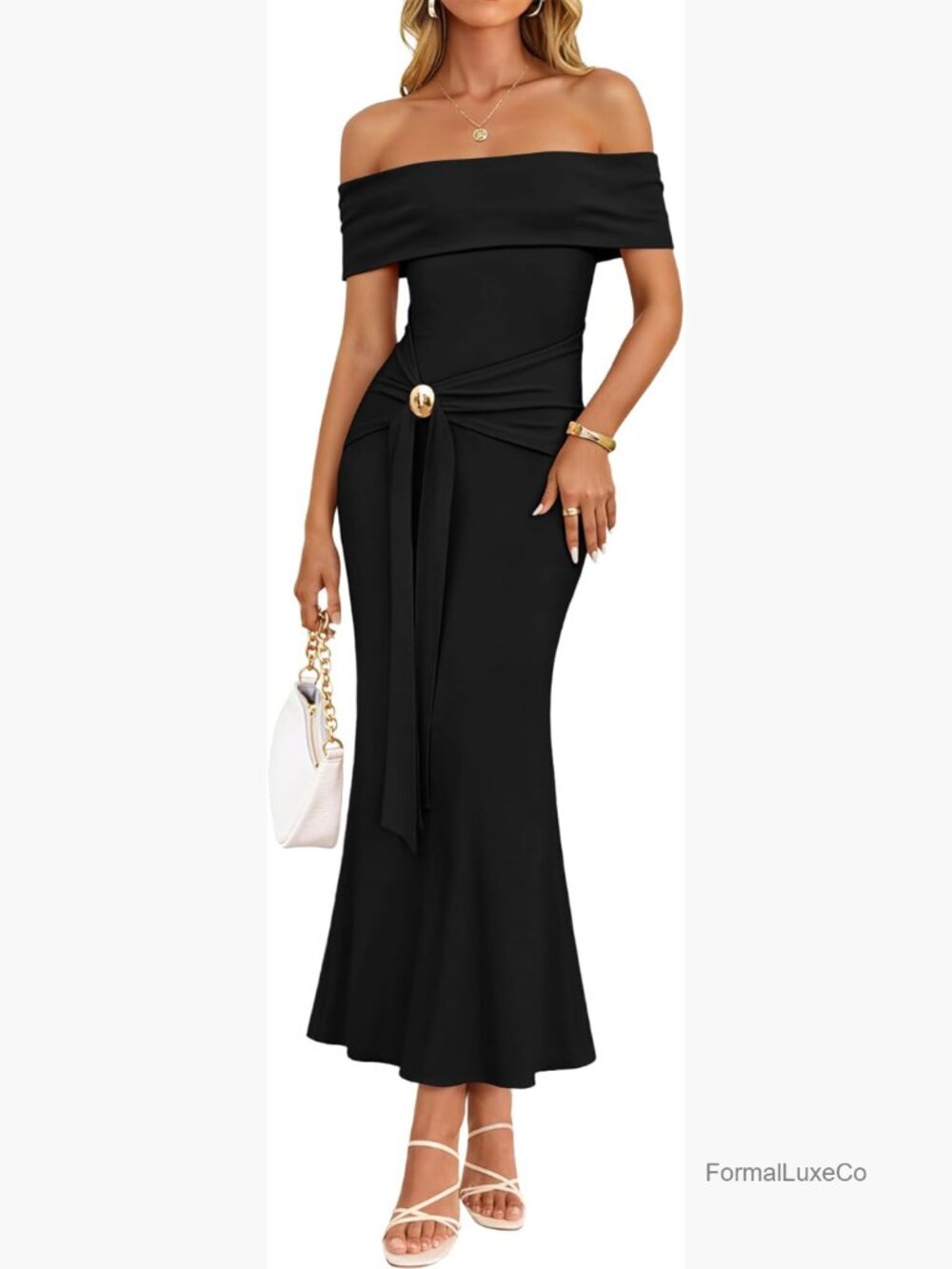 Off Shoulder Bodycon Maxi Dress Wedding Guest Formal Cocktail Long Dress